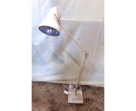 A Herbert Terry angle poise table lamp with cream colourway, two step platform base