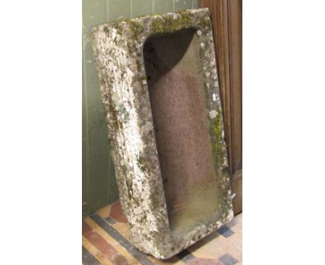 A good natural stone trough of rectangular form with thick walls, 80cm long x 30cm wide x 20cm deep