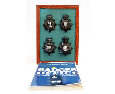 A collection of 20th Century Police helmet badges, to include: Warwickshire, Derbyshire, East Sussex, and Worcestershire, mou