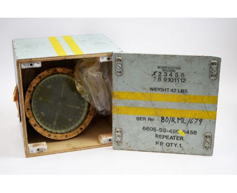 An Azimuth compass, mid 20th Century, the brass surround stamped 'PATT 1900' and No. 8405, 24cms diameter, in wooden crate wi