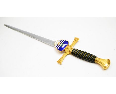 A Wilkinson Sword commemorating the Falklands War, the 86.5cms double-edged blade with spear tip, engraved 'The Falklands' on