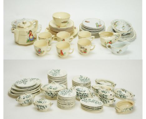 Doll's dinnerware by Ridgways Pottery, Stoke on Trent, decorated "Maiden Hair Fern" pattern in grey-- tureens, dinner plates 