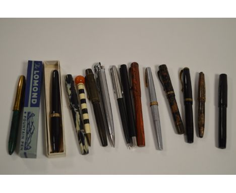 Fourteen fountain pens, including a Ronson's lighter pen.