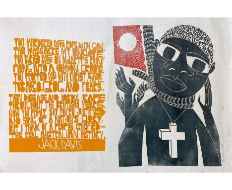 ‡ PAUL PETER PIECH (American-British, 1920-1996) three colour lithograph - stark image of figure with neck in noose and Chris