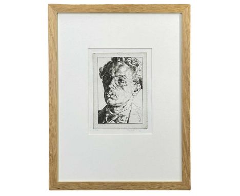EDGAR HOLLOWAY limited edition (17/50) etching - portrait of Sir Harry Jefferson Barnes (1915 - 1982), artist and director of