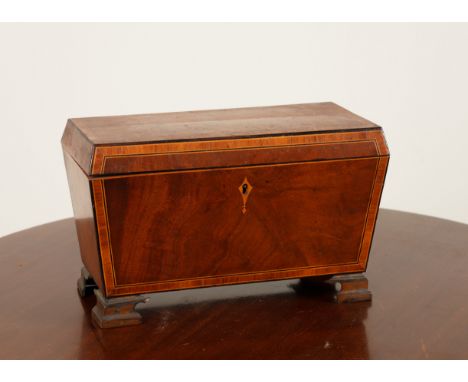 A REGENCY KINGWOOD BANDED MAHOGANY  TEA CADDY30cm wide; 15cm, deep; 18cm high