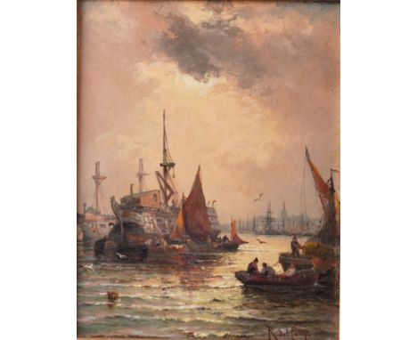 R*** DEL CAMPO (EUROPEAN, EARLY 20TH CENTURY)Men loading stored onto boats; Men around a fire on the shore, a paireach signed