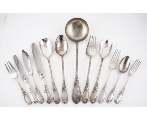 A CONTINENTAL PLATED PART TABLE SERVICE (QTY)Comprising; twelve fish knives, twelve fish forks, twelve tablespoons, twelve ta