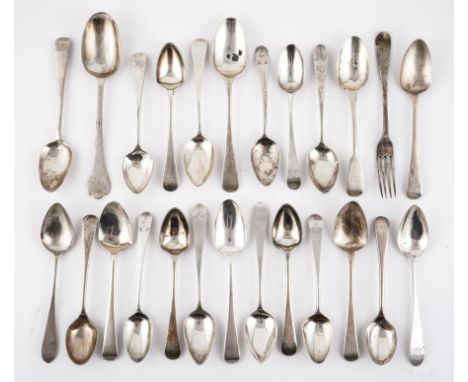 A GROUP OF SILVER SPOONS AND FURTHER FLATWARE (25)Coleridge Collection, Comprising; five Old English pattern teaspoons, proba