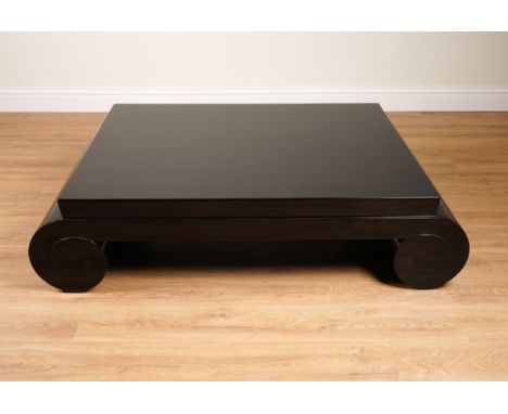 RALPH LAUREN; A BROOK STREET BLACK LACQUER COFFEE TABLE147cm wide; 100cm deep; 35cm highCondition report:&nbsp;Surface marks 