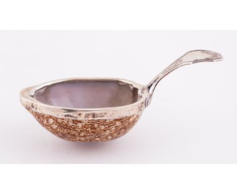 A GEORGE III SILVER MOUNTED COWRIE SHELL CADDY SPOONColeridge Collection, Circa 1800Marker’s mark of Matthew Linwood, Birming