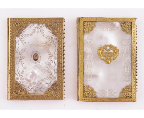 TWO CHARLES X PALAIS ROYAL MOTHER-OF-PEARL AND ORMOLU NOTEBOOKS (2)Coleridge Collection, Both inscribed 'Souvenir' and with s