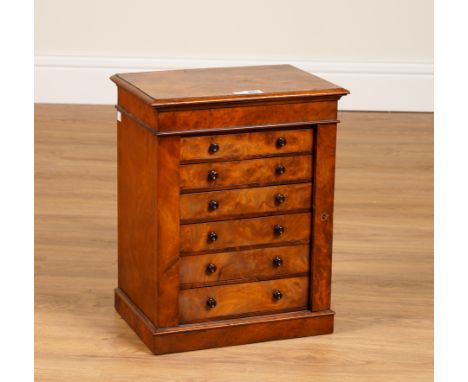 A VICTORIAN FIGURED WALNUT MINIATURE WELLINGTON/COLLECTOR’S CHEST36cm wide; 25cm deep; 45cm highCondition report:&nbsp;Please