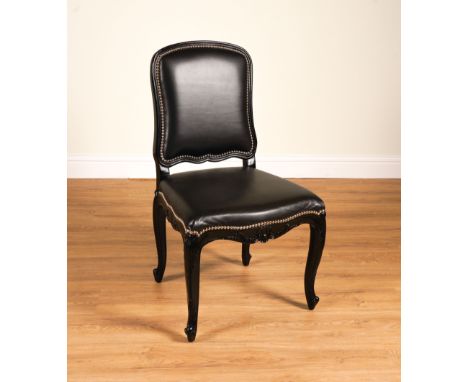 RALPH LAUREN; A CLIVEDON CARVED BLACK LEATHER UPHOLSTERED SINGLE CHAIR57cm wide; 99cm highCondition report:&nbsp;Some slight 