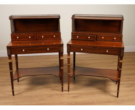 A NEAR PAIR OF REGENCY PARCEL-GILT ROSEWOOD BONHEURS-DU-JOURS (2)Coleridge Collection, 76cm wide; 45cm deep; 112cm highProven