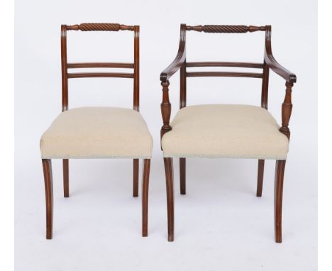 A SET OF EIGHT REGENCY STYLE MAHOGANY ROPE TWIST DINING CHAIRS (8)Circa 1900, including a pair of carversCondition Report:Reu