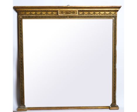 AN EARLY 20TH CENTURY GILT FRAMED OVERMANTEL MIRROR115cm wide; 115cm high