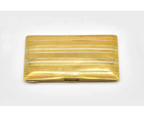 A GOLD AND PLATINUM RECTANGULAR CIGARETTE CASEOf rectangular form, the interior sprung fitting detailed Dreicer &amp; Co Plat