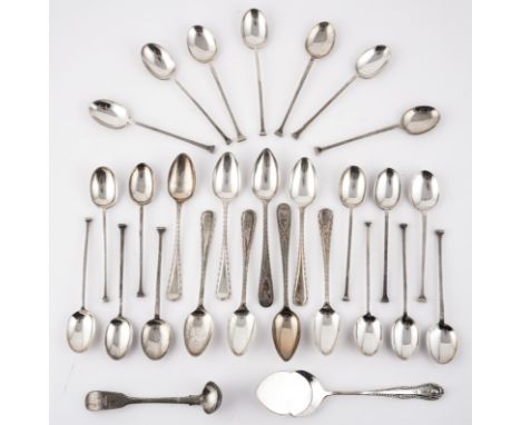 FOUR SETS OF SIX SILVER TEASPOONS AND FOUR FURTHER ITEMS (28)The four sets comprising, Sheffield 1919, 1938, 1939 and Sheffie