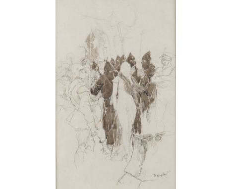 HAROLD ROBERT MILLAR (BRITISH, 1869-1942)The Beheading
signed 'H R Millar' (lower right)
pen, ink and wash
25.5 x 16.5cm