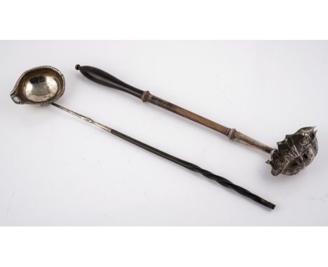 A GEORGE II SILVER PUNCH-LADLE AND ANOTHER EXAMPLE (2)Coleridge Collection, Comprising; a late George II silver punch ladle, 