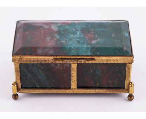 A GERMAN GILT-METAL MOUNTED CHALCEDONY BLOODSTONE BOXColeridge Collection, Late 19th Century, With engine-milled borders, mou