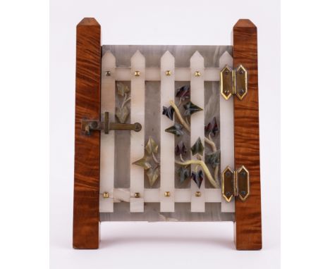 A LATE VICTORIAN MAPLEWOOD AND ONYX MOUNTED PHOTOGRAPH FRAMEColeridge Collection, The easel support engraved ‘Treacher Bright