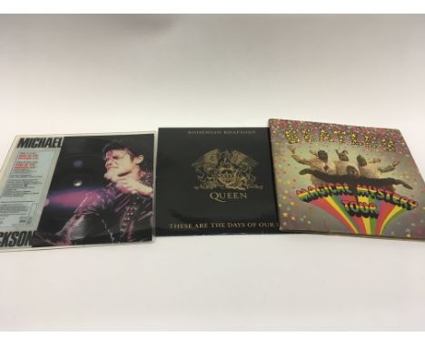 Three records including Queen, the Beatles and Michael Jackson.