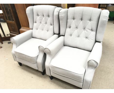 A pair of Cotton light grey arm chairs dimensions 76x66x104cm