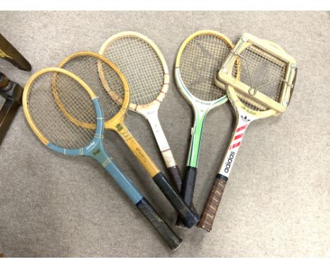 Vintage Tennis rackets including Adidas, Dunlop, Jack Kramer etc.