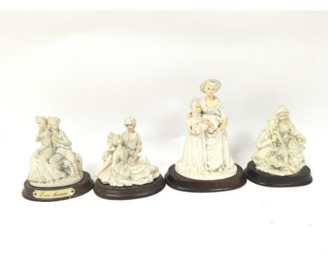Four antique vintage bisque love scene porcelain figurines. No reserve. (4)