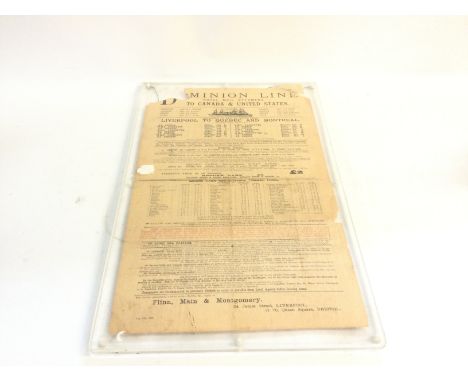 Vintage Framed hangable Dominion Line Royal Mail steamers information poster. Could date back to 1870-1871. No reserve.