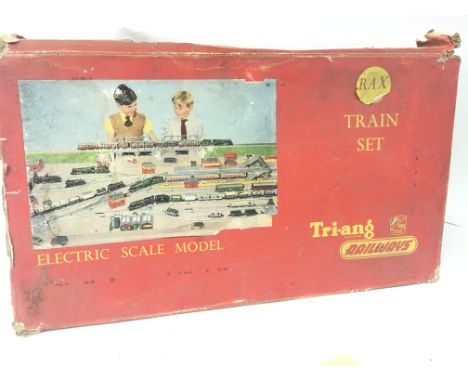 A boxed vintage Rax Tri-Ang train set