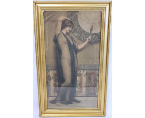 "A Fair Reflection", an aquatint colour print after an original by John William Godward, 60cm x 31.5cm.