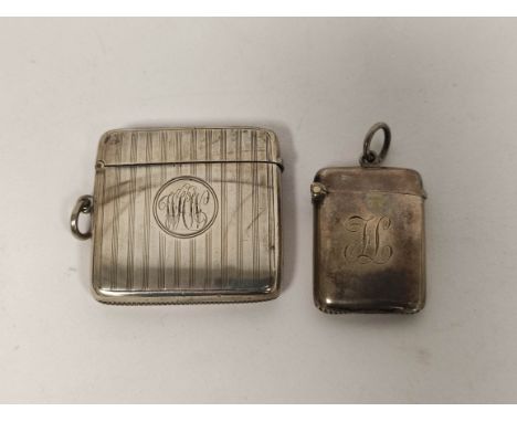 Silver engine turned vesta case, 1909 and another plain 1901. 52g (2). 