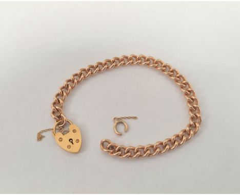 9ct gold curb link bracelet with padlock by CBL hallmarked for Birmingham 1994, 18cm length, 21g.&nbsp; (A/F).