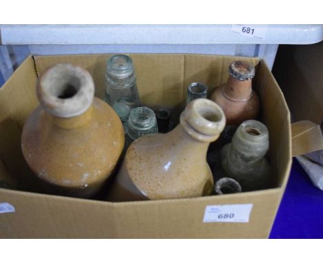 Box containing a quantity of various vintage bottles