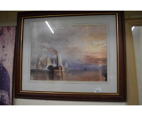 Coloured print after Turner, framed and glazed