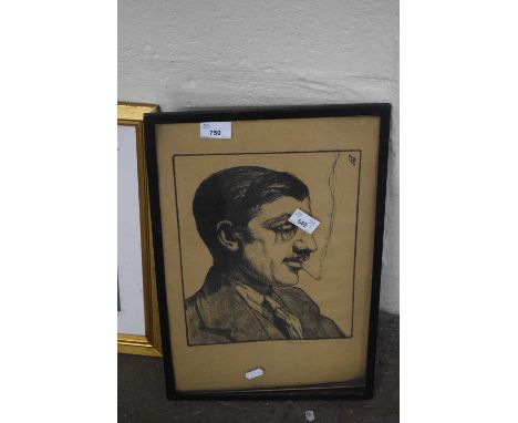Framed print, portrait of gentleman smoking
