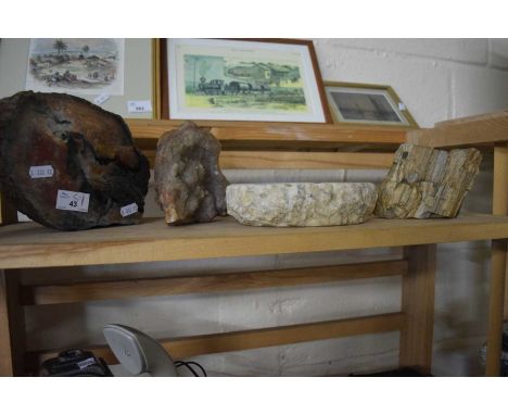 Four various crystal/fossil pieces