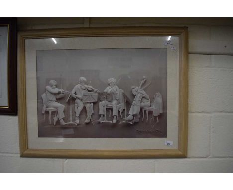 Study of a quartet by Reinnard, 1976, print, framed and glazed