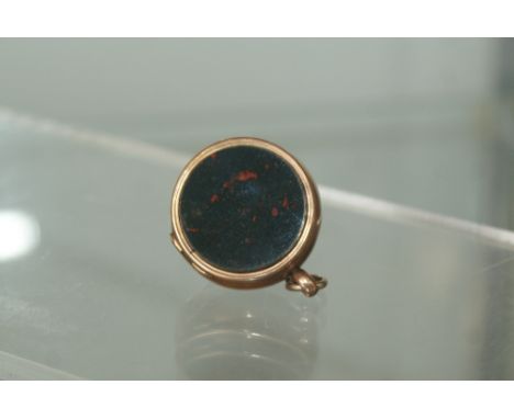 9ct Gold Bloodstone Fob compass