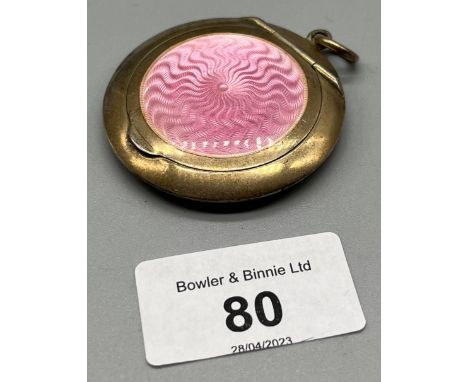 Birmingham silver and enamel pendant ladies compact. 