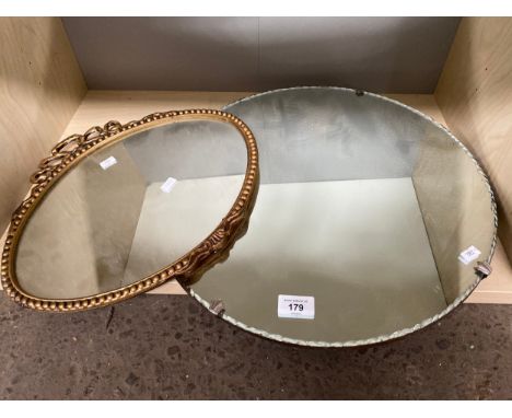 Art Deco style bevel edge mirror together with a gilt frame mirror. 