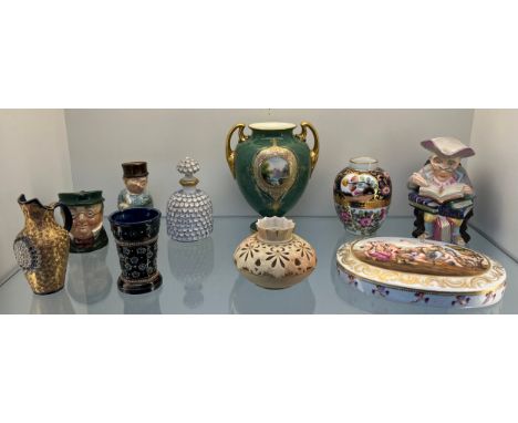 A Collection of collectable porcelain wares to include 19th century flower design perfume bottle, Doulton Lambeth vase and sm