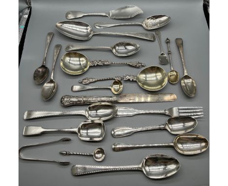 A Collection of London silver flatwares, includes Georgian and Victorian silver. [628grams] 