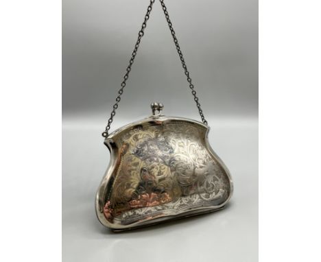 Antique Birmingham silver ladies purse. Produced by G. Norman. [144.78grams] [8.5x12cm]