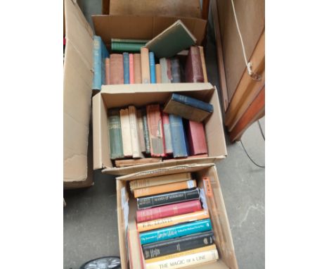 Three boxes of books to include The Dragon and the Raven by G.A. Henty, The Europeans A Sketch by Henry James and The Wreck o