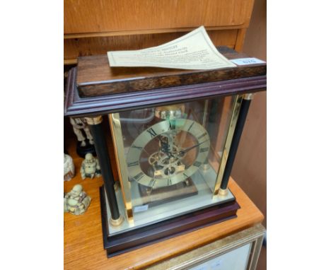 Brooks &amp; Bentley 'The Colonnade' mantel clock with certificate of authenticity. 