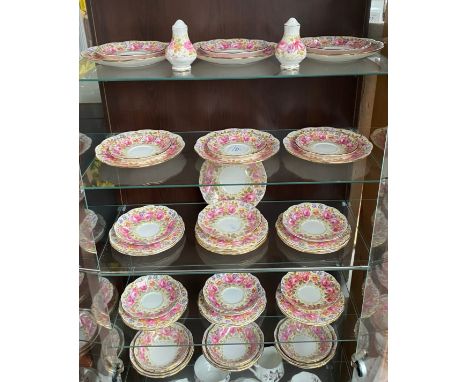 A Large selection of Royal Albert 'Serena' pattern tea service plates, saucers, bowls and cruet set. 